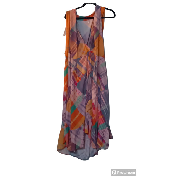 FREE PEOPLE Haut long Gone Sailing Maxi Multicolor Boho Chic Lagenlook Top Xs - Picture 4 of 8